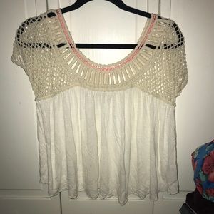 American Eagle Crochet T-shirt Blouse